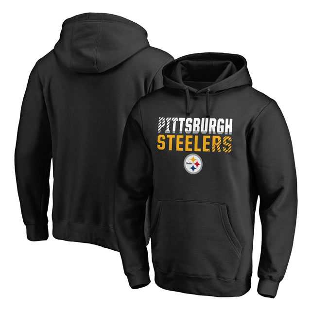 Pittsburgh Steelers NFL Pro Line by Fanatics Branded Black Iconic Collection Fade Out Pullover Hoodie 90Hou